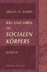 Bau und Leben des socialen Körpers. Encyclopädischer Entwurf einer realen Anatomie, Physiologie und Psychologie der menschlichen Gesellschaft mit besonderer Rücksicht auf die Volkswirtschaft als socialen Stoffwechsel. Band IV. Specielle Socialwissenschaft